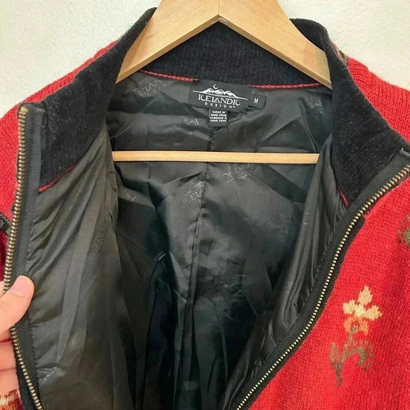 VTG ICELANDIC DESIGN Wool zip up lined oversized sweater jacket sz M - Picture 9 of 11